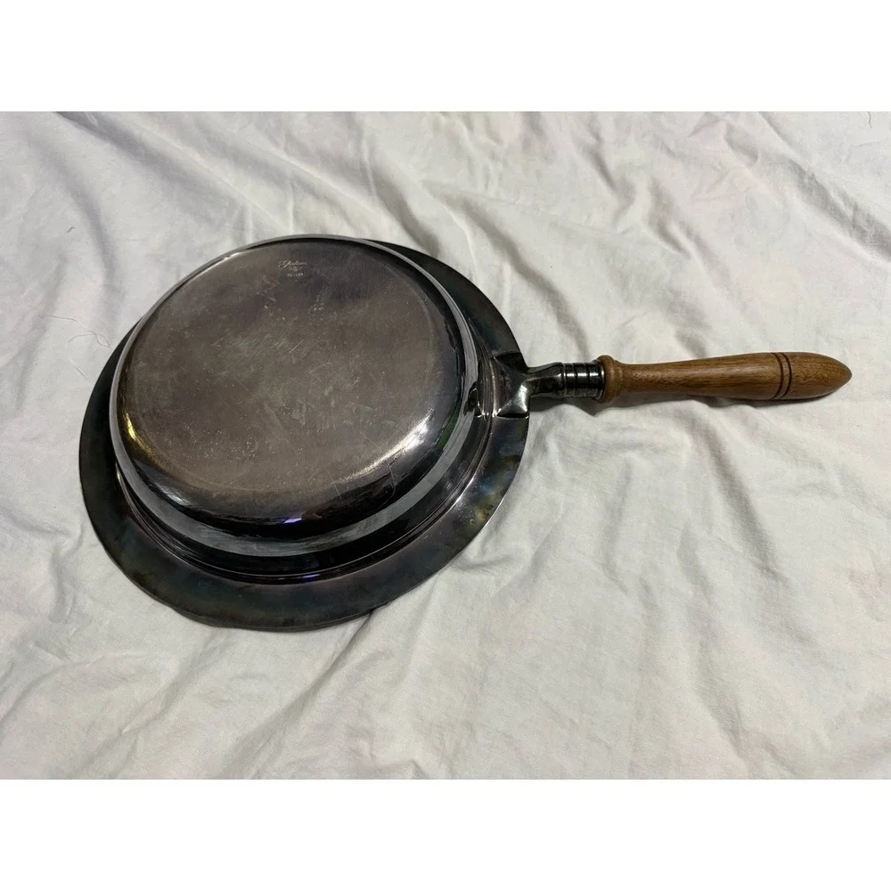 Vintage Gorham Silverplate Serving Dish Wood Handle‎ Insert Bowl